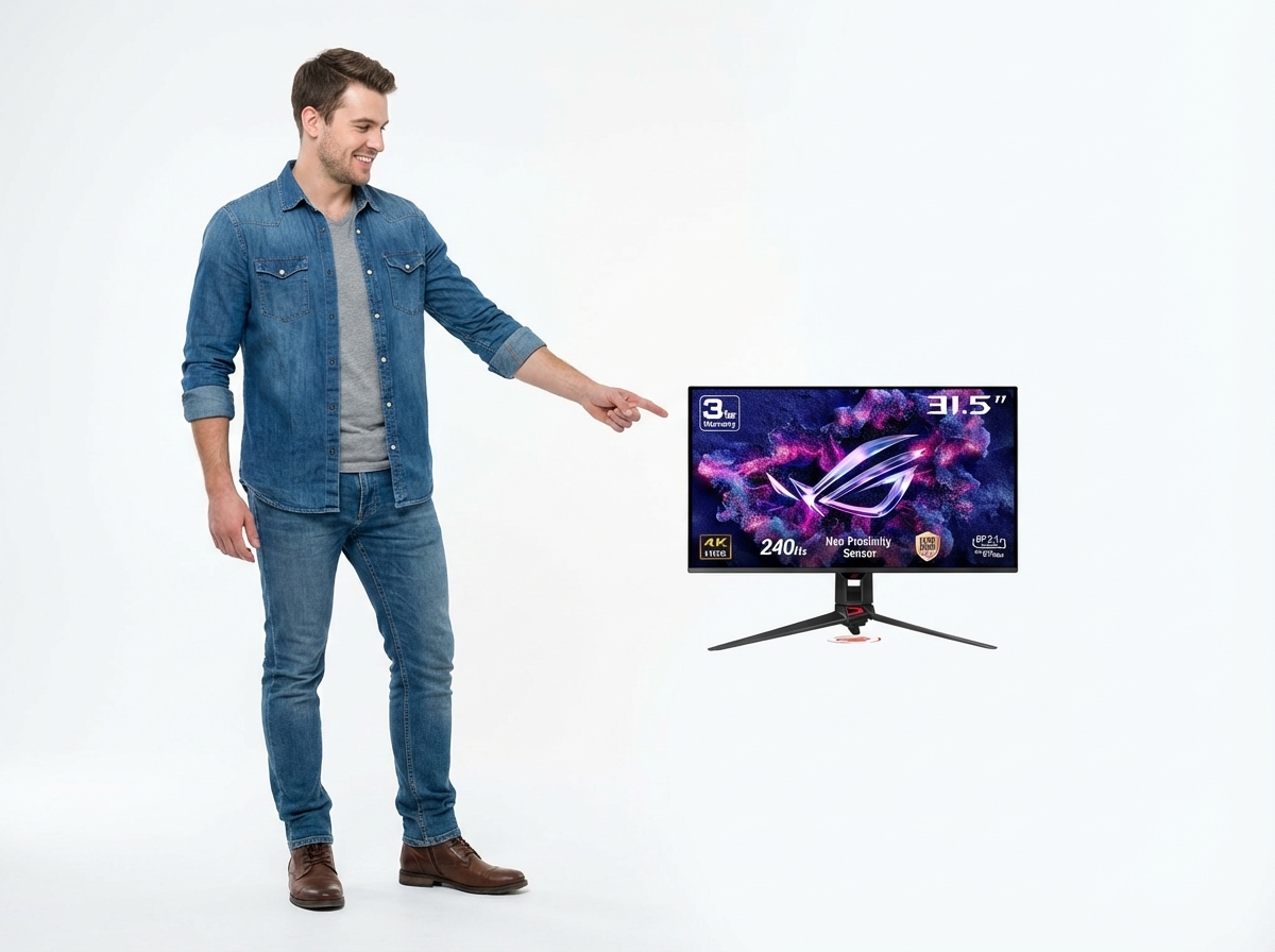 ASUS ROG Swift OLED PG32UCDMR, 31.5" Gaming Monitor, 4K QD-OLED (3840 x 2160), 0.03ms (GTG), 240Hz, Compatible with G-Sync, USB-C and USA-A Ports, DisplayPort, HDMI, DisplayWidget Center, Black