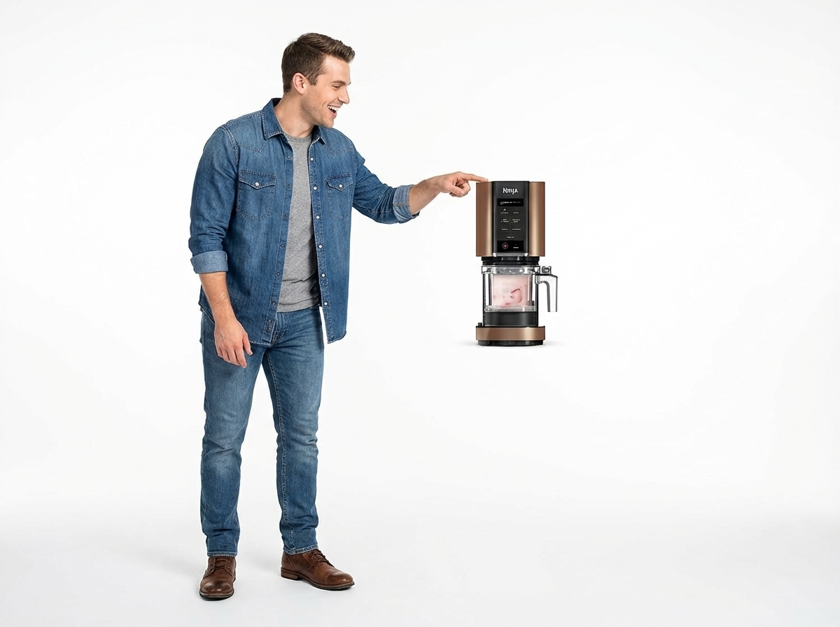 Ninja Creami NC300EUCP Ice Cream Maker & Iced Dessert with 3 Containers, 7 Programs, Makes Ice Cream, Gelato, Sorbet, Smoothie Bowl, Milkshakes and More, Makes 1.4L Cream